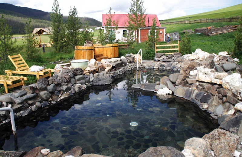 Relax at Tsenkher hot spings in Mongolia